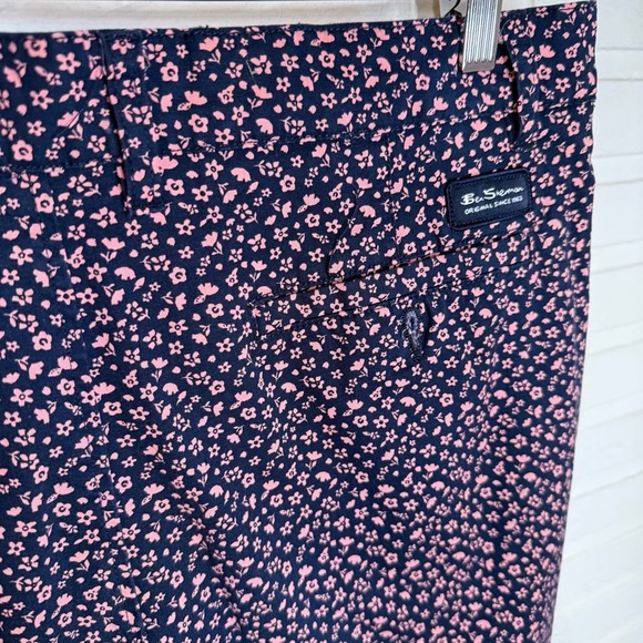 Ben Sherman Blue Micro Floral Print Regular Fit Chino Shorts, Men’s Size 34W - Picture 8 of 9